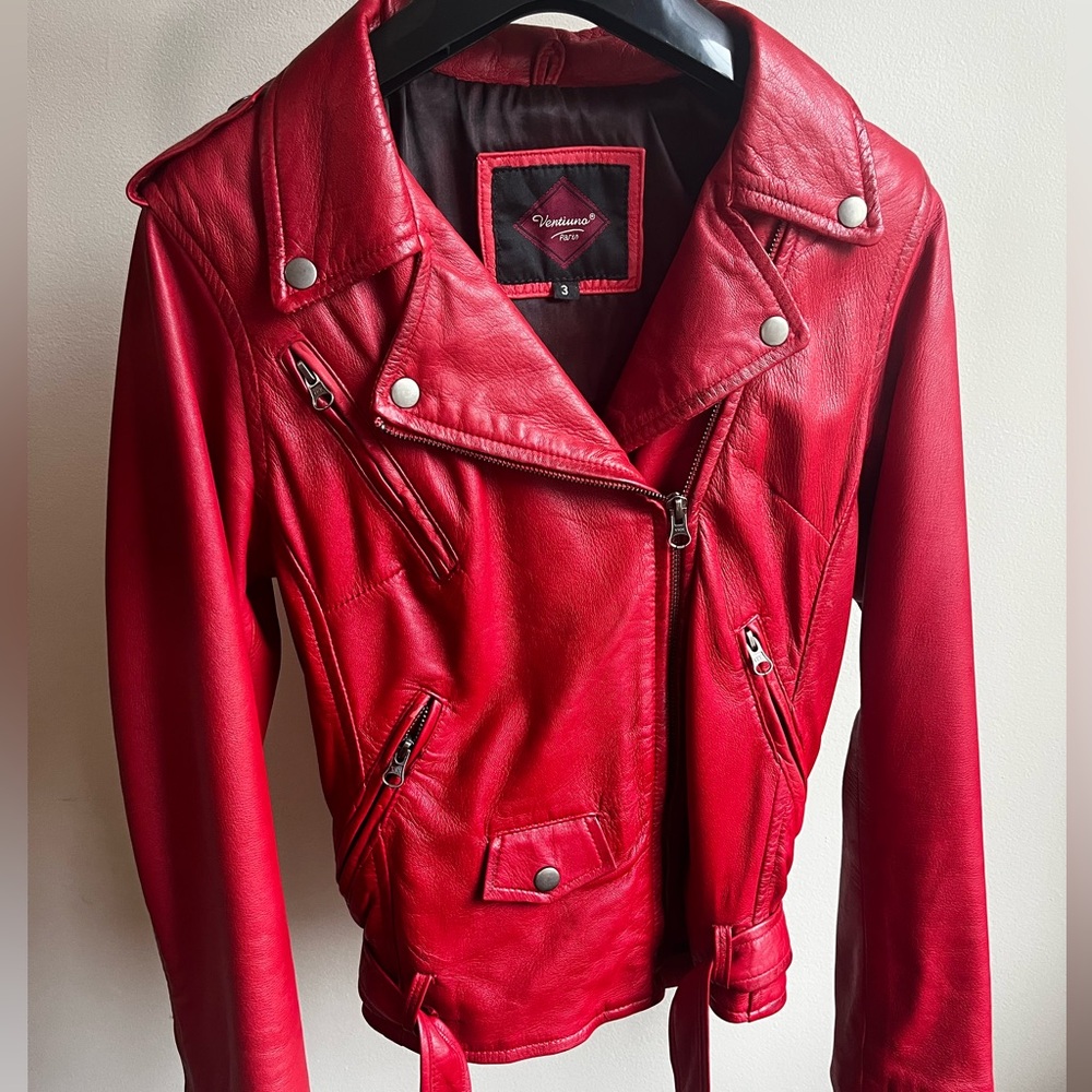 Ventiuno Paris genuine red leather jacket. Size 3.